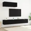  TV szekrény garnitúra 3 pcs Fekete tölgy Faanyag