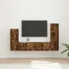  TV szekrény garnitúra 4 pcs Füstölt tölgy Faanyag