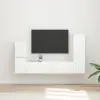  TV szekrény garnitúra 4 pcs Magas Fényű Fehér Faanyag