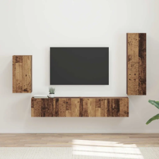  TV szekrény garnitúra Falra szerelhető 3 pcs Öreg fa Faanyag bútor