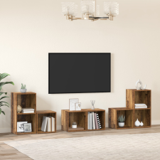  TV Szekrény Szett polcokkal tárolóval 6 pcs Öreg fa Faanyag bútor