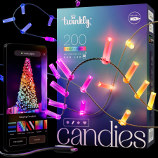 Twinkly FÉNYFÜZÉR GYERTYA ALAKÚ, BT+WIFI, 200LED, RGB ZÖLD VEZETÉK karácsonyfa izzósor