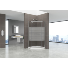 U Design Penta ötszögletű üveg zuhanykabin tálcával, csíkos, 90x90x185 cm kád, zuhanykabin