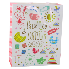  Üdvözlő táska baba születésére Hello Little One ajándéktasak
