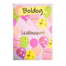  Üdvözlőkártya - rózsaszín alapon, boldog szülinapot felirattal (Képeslap) party kellék