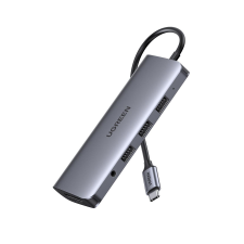 uGreen 10 az 1-ben adapter HUB USB-C–HDMI 4K, 3x USB 3.0, TypeC PD, RJ45, SD, Micro SD, VGA, AUX, szürke (80133) (UG80133) laptop kellék