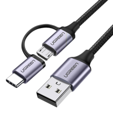 uGreen 2 az 1-ben USB USB-C / Micro USB kábel, QC 3.0, 1m (fekete) kábel és adapter