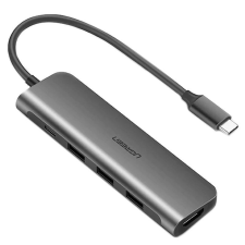 uGreen 5 az 1-ben adapter USB-C–HDMI 4K, 3x USB 3.0, Type-C, szürke (50209) (UG50209) laptop kellék
