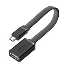 uGreen adapter kábel (USB aljzat - microUSB, OTG, 15cm, lapos kábel) FEKETE kábel és adapter
