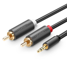 uGreen AV102 2x RCA (Cinch) jack 3,5 mm-es kábel, 10m (fekete) kábel és adapter