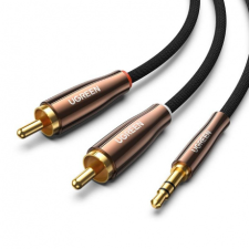 uGreen AV170 audio kábel 3.5 mm jack / 2x RCA 1m, fekete kábel és adapter