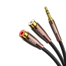 uGreen AV194 audio kábel 3.5 mm jack / 2xRCA 25cm, fekete mobiltelefon kellék