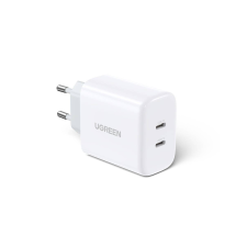 uGreen CD243 2x USB-C hálózati töltő 40W fehér (10343B) (10343B) mobiltelefon kellék