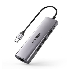 uGreen CM266 Hub 5 az 1-ben adapter USB 3x USB 3.0 micro USB RJ45 szürke (60812) kábel és adapter