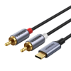 uGreen CM451 USB-C kábel 2x RCA-hoz (Cinch) 1.5m (fekete)