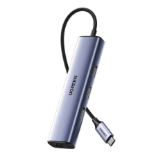 uGreen CM475 Adapter USB-C Hub to 3x USB 3.0, RJ45, USB-C PD (gray) hub és switch