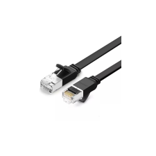 uGreen Ethernet RJ45 lapos hálózati kábel, fém csatlakozókkal, Cat.6, UTP, 2m (fekete) kábel és adapter