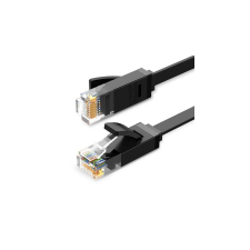 uGreen Ethernet RJ45 lapos kábel, Cat.6, UTP, 8m (fekete) kábel és adapter