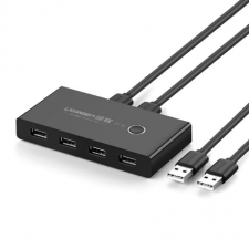 uGreen Switch Box HUB adapter 4x USB 2.0, fekete kábel és adapter