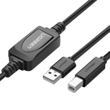 uGreen US122 USB 2.0 A-B nyomtatókábel, 15 m (fekete) kábel és adapter