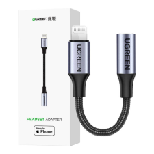 uGreen US211 Lightning Mini Jack Audioadapter, 3.5mm 0.1m (fekete) kábel és adapter