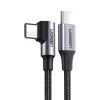 uGreen USB-C-USB-C kábel, ferde UGREEN QC 3.0 PD 3A 60W 1m (fekete)