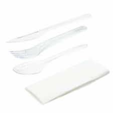  Újrah. evőeszköz Superior vt. csom. kanál+villa+kés+szalvéta 12500047 party kellék