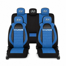  Üléshuzat készlet univerzális Racing, Kék-Fekete Hyundai emblémával ülésbetét, üléshuzat