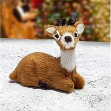  Ülő őzike, prémium szőrmés. Mérete: 6 cm játékfigura