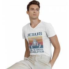  Ultimate Jézus Deadlift - Férfi V Nyakú Póló férfi póló