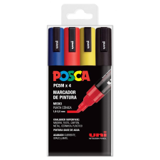 UNI Posca PC-5M dekormarker készlet, 4 alap szín filctoll, marker
