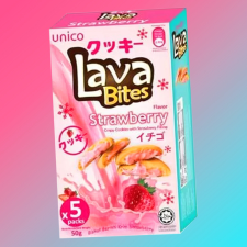 Unico Lava Bites Strawberry eper krémmel töltött keksz 200g reform élelmiszer