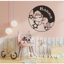 Unikornis egyedi névvel falikép fából grafika, keretezett kép