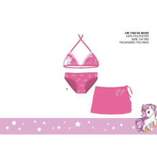  Unikornis fürdőruha szett kislányoknak - bikini háromszög felsőrésszel+szoknya - rózsaszín - 104