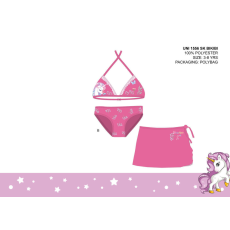  Unikornis fürdőruha szett kislányoknak - bikini háromszög felsőrésszel+szoknya - rózsaszín - 116