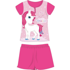  Unikornis nyári rövid ujjú gyerek pamut pizsama - jersey pizsama - pink