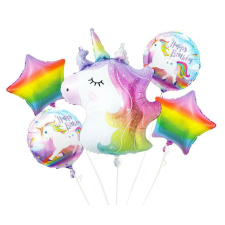 Unikornis Rainbow fólia lufi 5 db-os szett party kellék