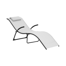 Uniprodo Napozóágy - világosszürke - acélváz - hullámforma kerti bútor