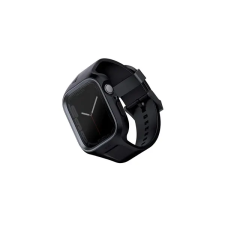 Uniq Monos Apple Watch 44/45mm hibrid szíj + tok fekete okosóra kellék