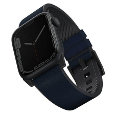 Uniq óraszíj Straden Apple Watch Series 4/5/6/7/8/SE/SE2/Ultra 42/44/45mm. Bőr hibrid szíj kék okosóra kellék