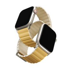 Uniq Revix Premium mágneses szilikon szíj Apple Watch 42/44/45/49mm, sárga/csont okosóra kellék