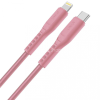Uniq USB Type-C töltő- és adatkábel, Lightning, 120 cm, gyorstöltés, törésgátló, MFI engedélyes, Uniq Flex, rózsaszín