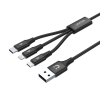 Unitek C14049BK USB-A apa 2.0 - Micro USB-B/USB-C/Lightning apa Töltőkábel - Fekete (1.2m) (C14049BK)