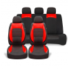  Univerzális autósüléshuzat-garnitúra, piros ecobőr fekete szövettel, elöl-hátul
