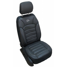  Univerzális autósüléshuzat-szett, fekete ecobőr és fehér varrás, elöl-hátul gyerekülés huzat, betét