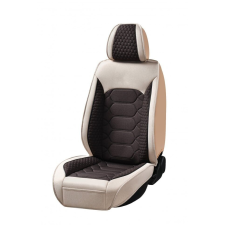  Univerzális autósüléshuzat-szett, krémszínű és barna szövetből, elöl-hátul gyerekülés huzat, betét