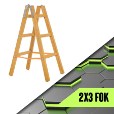 Univerzális háztartási fa létra fém erősítésekkel, 2x3 fokos, 102 cm létra és állvány