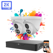 UNIVIEW 2 dome kamerás IP kamera rendszer 4MP színes éjszakai látással megfigyelő kamera