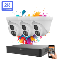 UNIVIEW 3 dome kamerás IP kamera rendszer 4MP színes éjszakai látással megfigyelő kamera