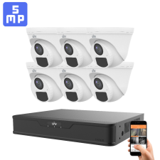 UNIVIEW 6 dome biztonsági kamerás 5MP kamerarendszer beépített mikrofonnal megfigyelő kamera